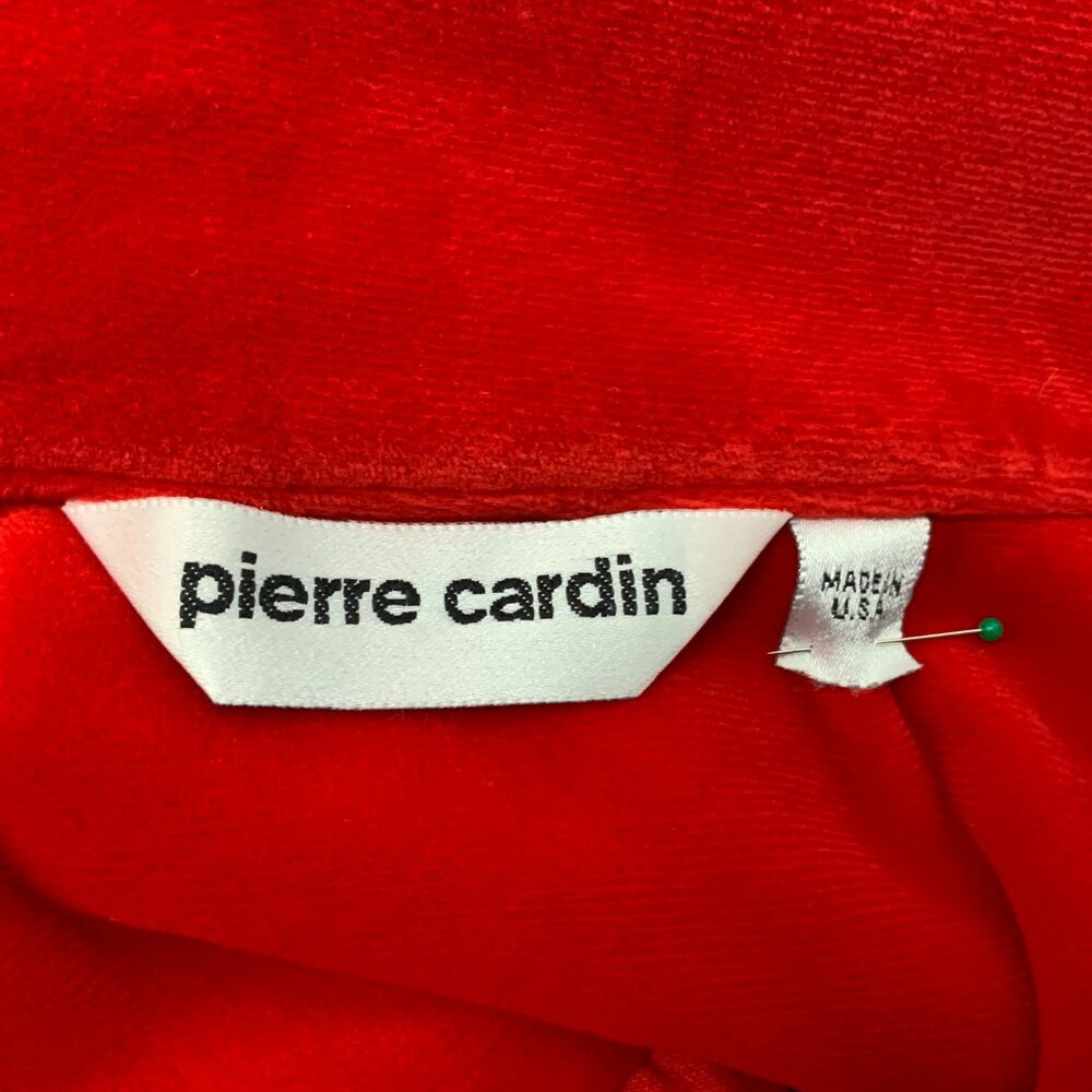 Vintage 80s Pierre Cardin Red Maxi Robe With White Piping Sz M - Picture 3 of 16